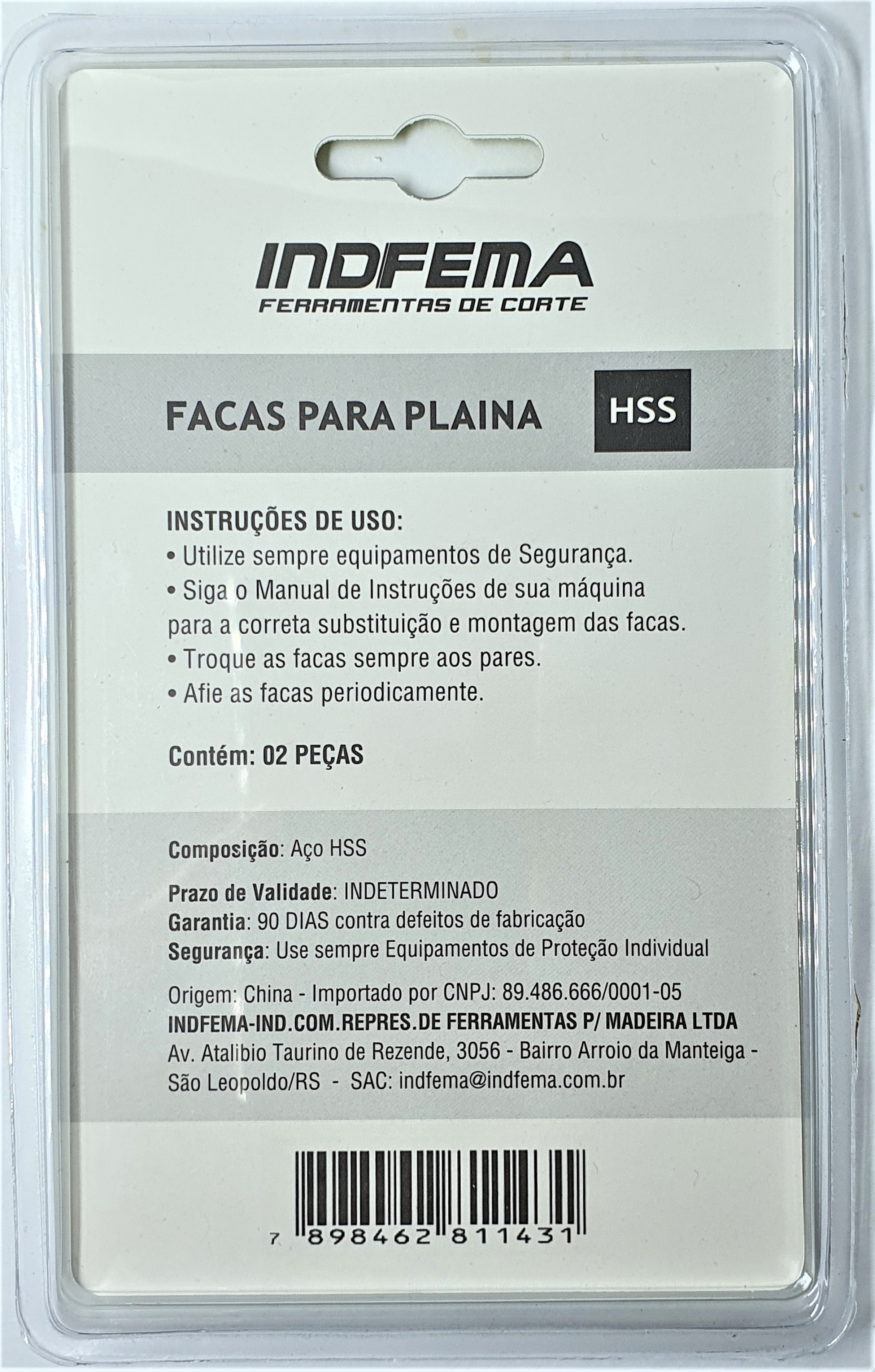 Facas para Plaina - Modelos Makita 1100 e 1900B - HSS - 82x29x3mm (PAR) - Cód. 5100.01